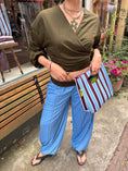Load image into Gallery viewer, LACHA Studio - Reversible Blouse in Olive/ Blue Pinstripe - LACHA FOREVER DROP