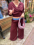 Load image into Gallery viewer, LACHA Studio - Reversible Blouse in Burgundy/ Blue Pinstripe - LACHA FOREVER DROP