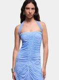 Load image into Gallery viewer, Laagam - Megan Blauwe Mesh Jurk