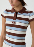 Load image into Gallery viewer, Laagam Erya Blue Striped Polo T-shirt