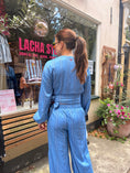 Load image into Gallery viewer, LACHA Studio - Reversible Wide to Balloonpants in Burgundy/ Blue Pinstripe - LACHA FOREVER DROP