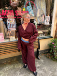 Load image into Gallery viewer, LACHA Studio - Reversible Wide to Balloonpants in Burgundy/ Blue Pinstripe - LACHA FOREVER DROP