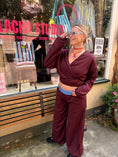 Load image into Gallery viewer, LACHA Studio - Reversible Wide to Balloonpants in Burgundy/ Blue Pinstripe - LACHA FOREVER DROP