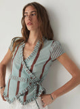Load image into Gallery viewer, Laagam - Atena Blue Wrap Blouse
