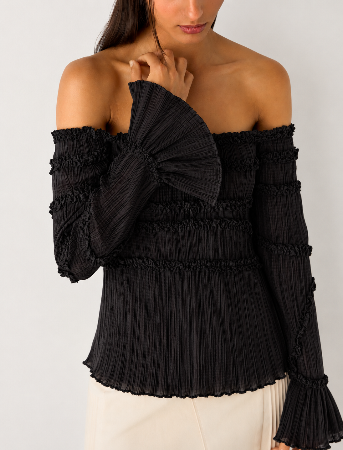 Laagam - Petra Black textured blouse