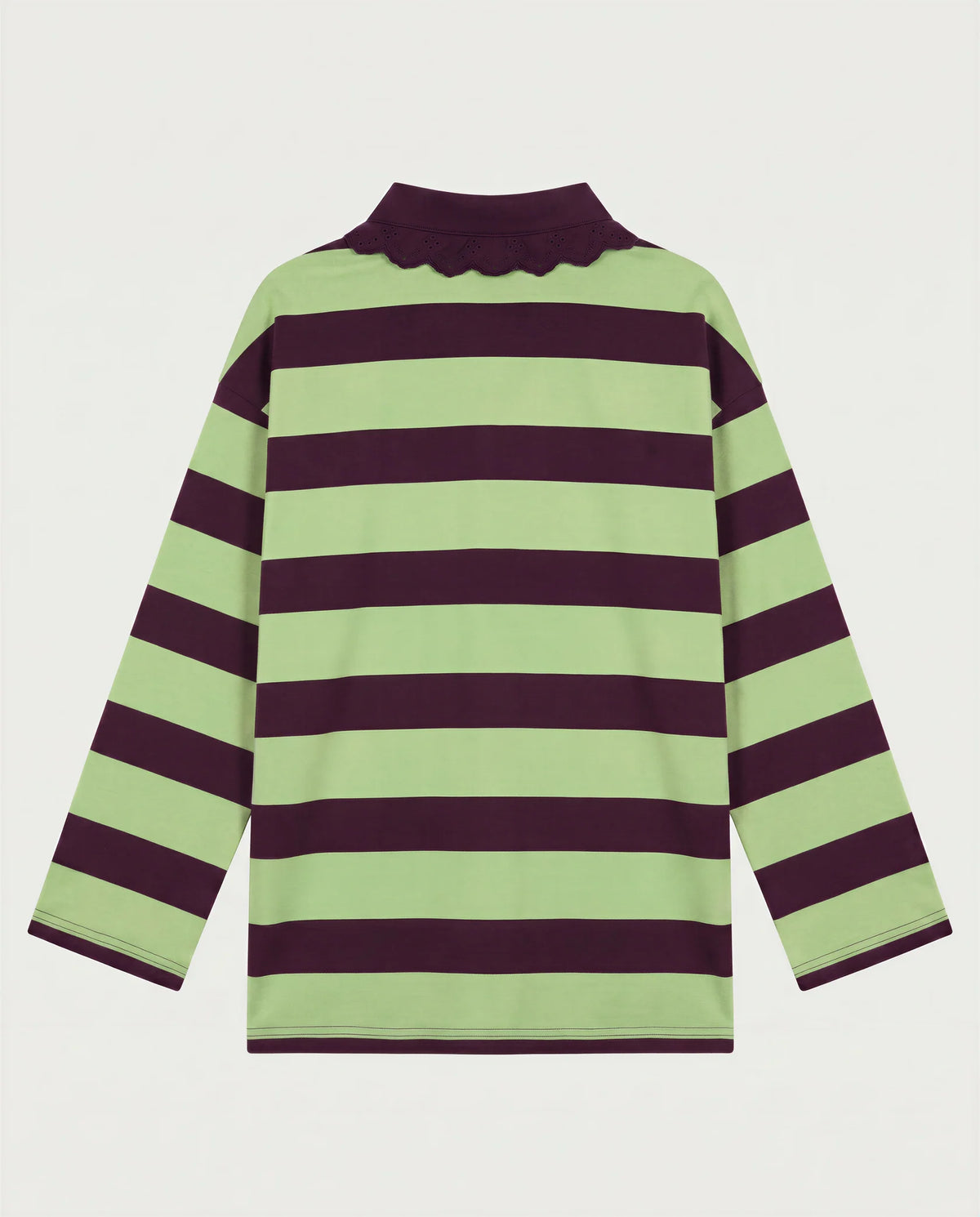 Stieglitz Danila Groen Gestreepte Polo Longsleeve Lace
