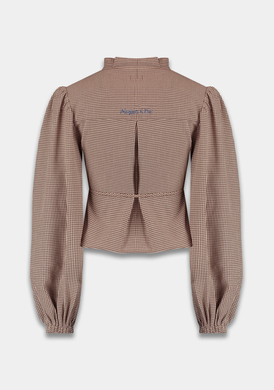 Harper and Yve Debby Overslag Blouse ruit dark fudge