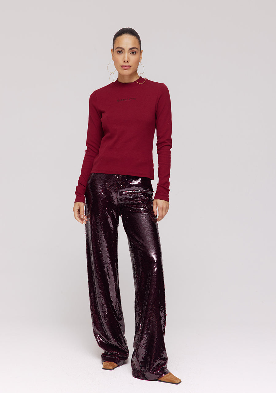 Harper and Yve - Tara Sequin Burgundy Broek