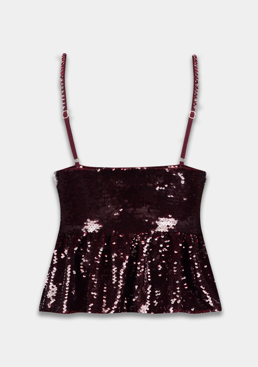 Harper & Yve Day Sequin top burgundy