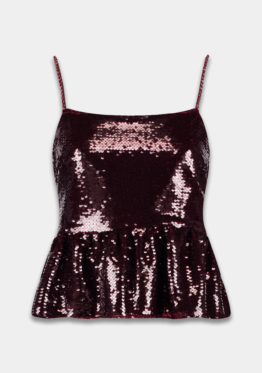 Harper & Yve Day Sequin top burgundy