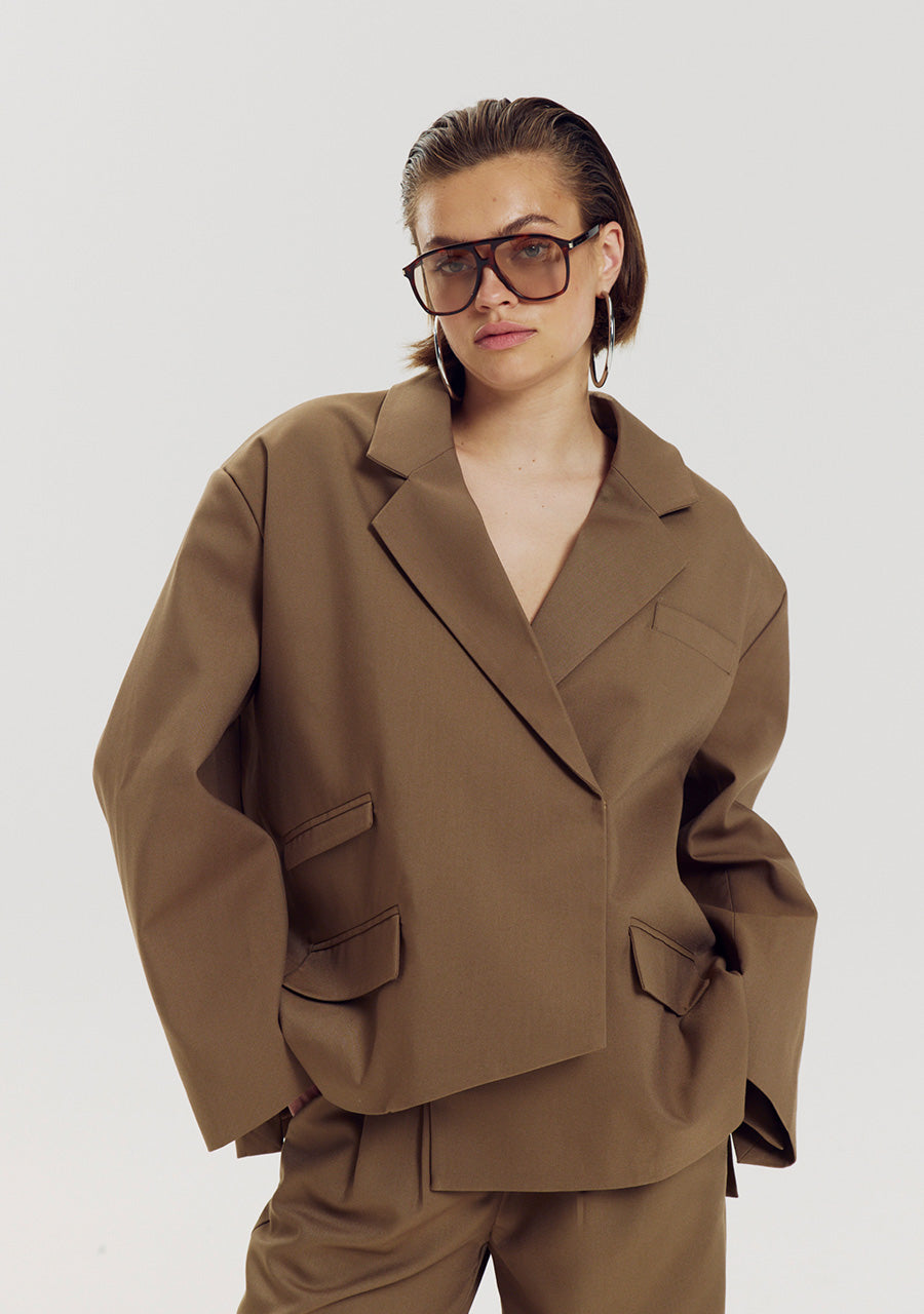 Harper and Yve Tirza Assymetrische Blazer Muted Moss
