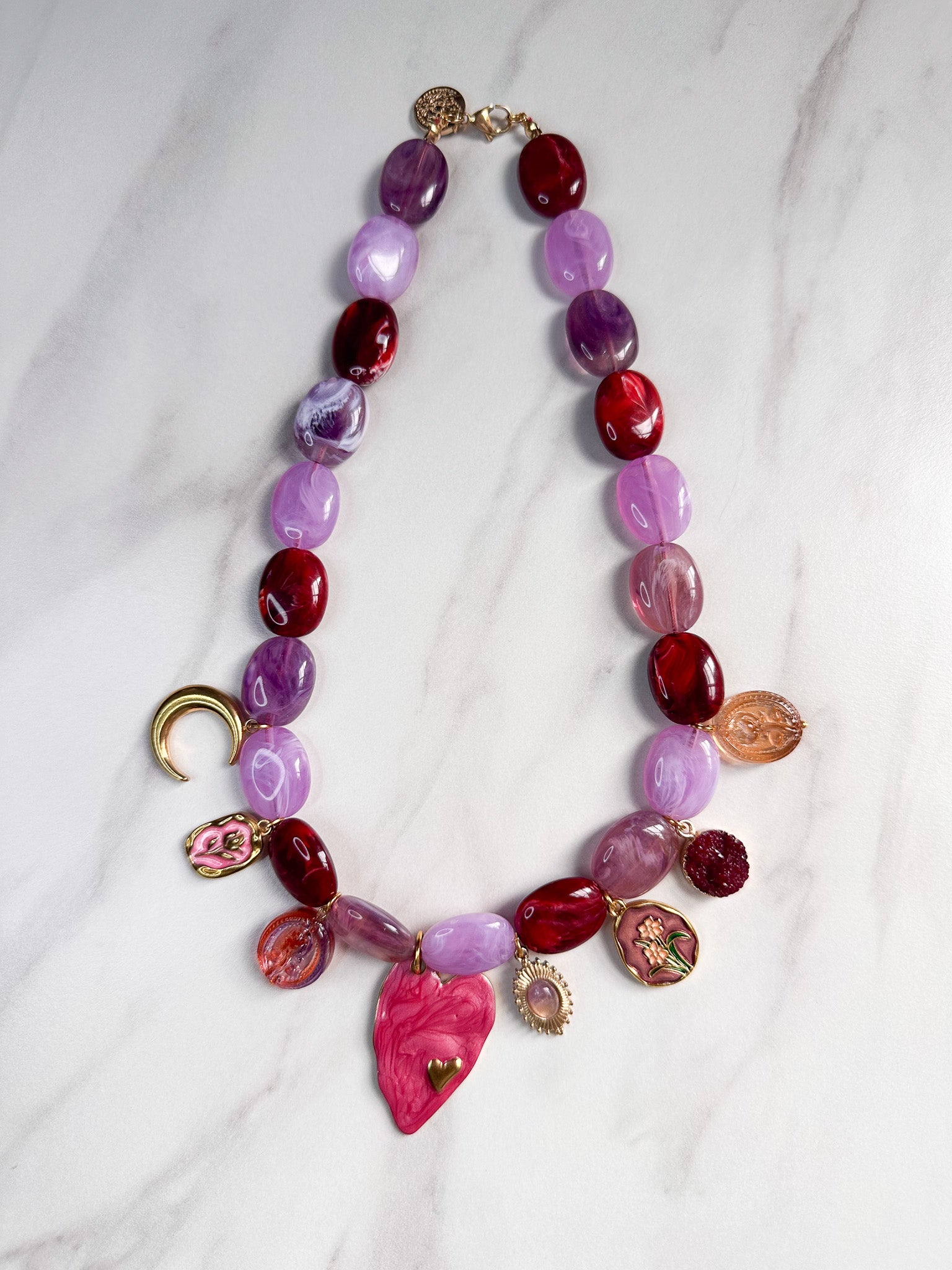 LACHA STUDIO Exclusives - ketting Celestial Heart Paars/Bordeaux