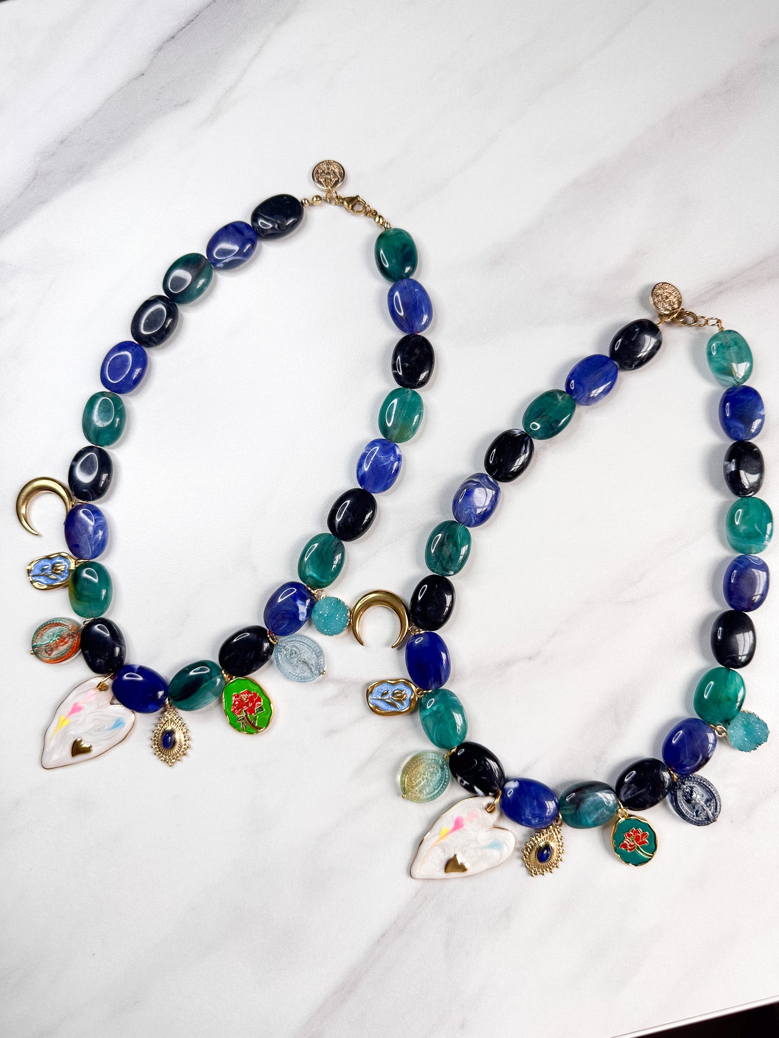 LACHA STUDIO Exclusives - ketting Celestial Heart Emerald/Blauw