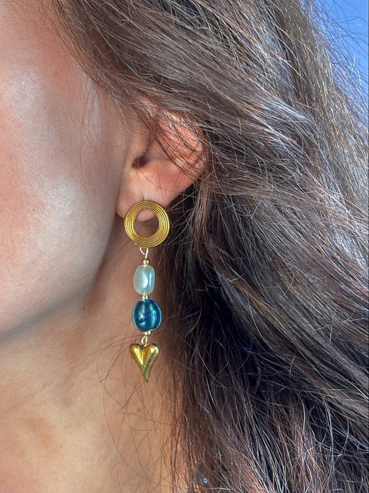 LACHA STUDIO Exclusives - "True Love" earring blue pearl heart