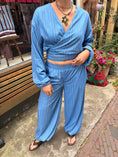 Load image into Gallery viewer, LACHA Studio - Reversible Blouse in Burgundy/ Blue Pinstripe - LACHA FOREVER DROP
