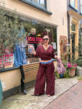 Load image into Gallery viewer, LACHA Studio - Reversible Wide to Balloonpants in Burgundy/ Blue Pinstripe - LACHA FOREVER DROP

