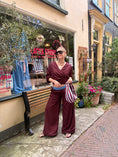 Load image into Gallery viewer, LACHA Studio - Reversible Wide to Balloonpants in Burgundy/ Blue Pinstripe - LACHA FOREVER DROP
