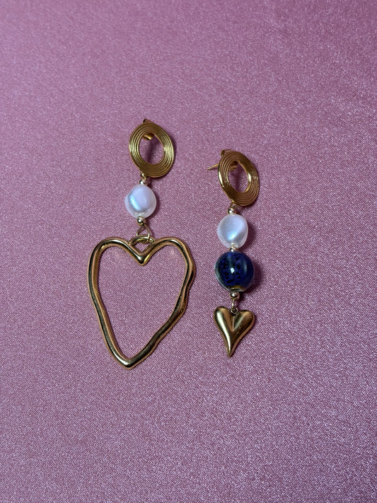 LACHA STUDIO Exclusives - "True Love" earring blue pearl heart
