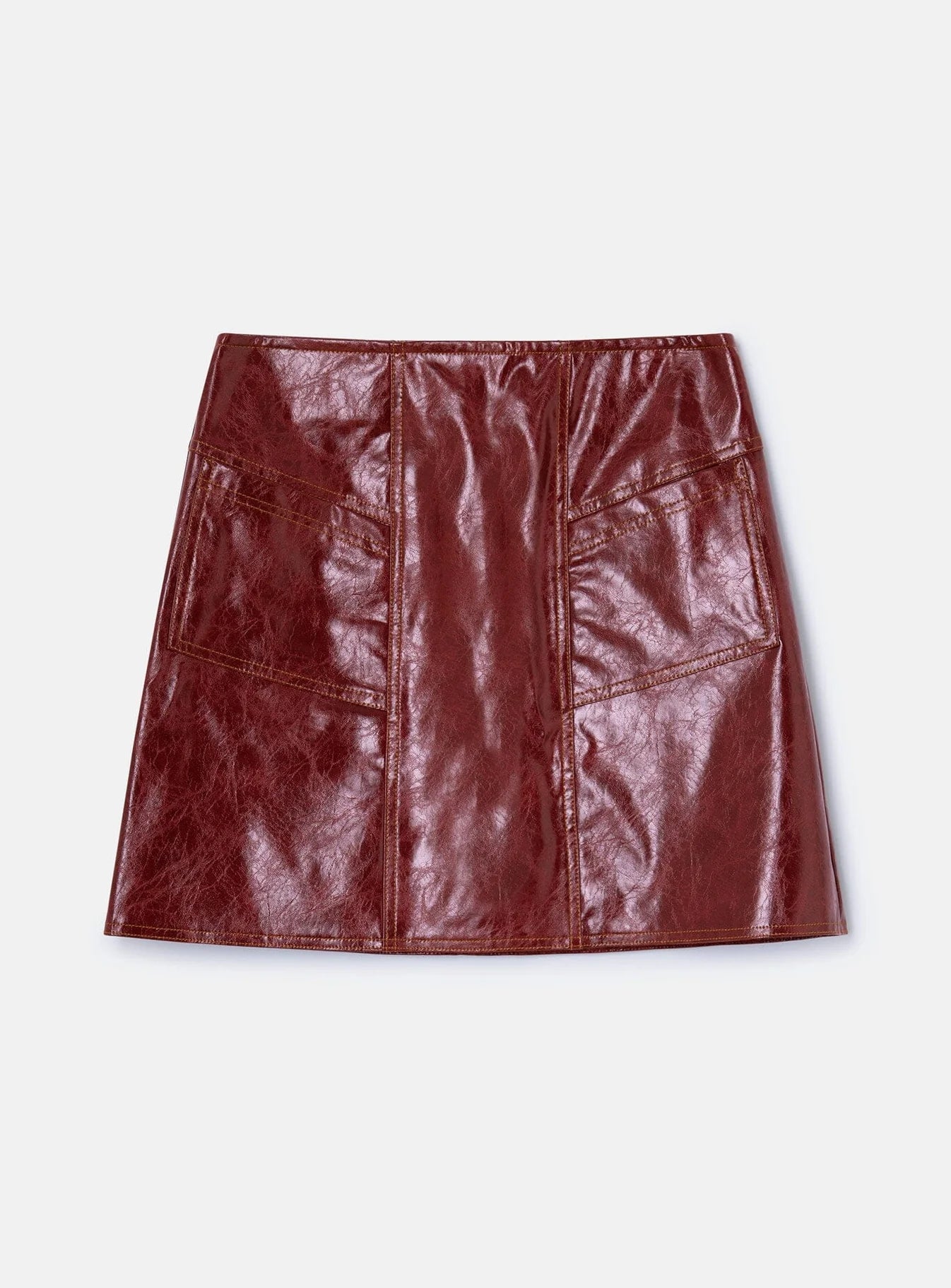 Laagam - Frankie Faux Leather Burgundy Rok