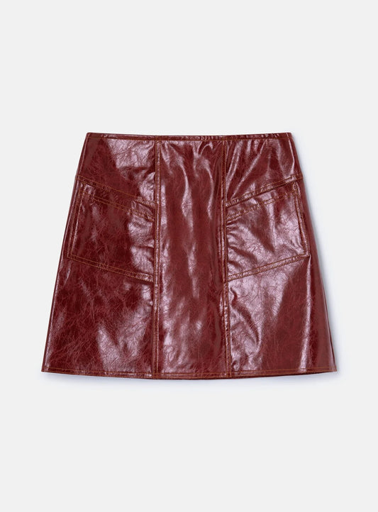Laagam - Frankie Faux Leather Burgundy Rok