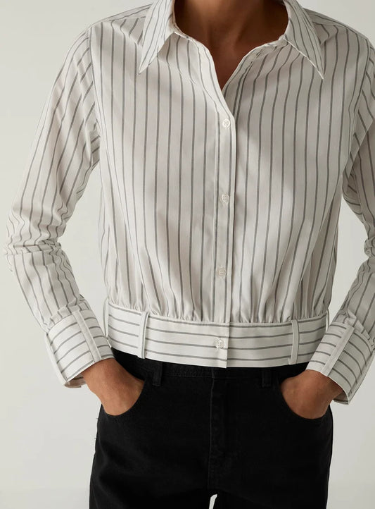 Laagam - Ryka White Striped Shirt Blouse