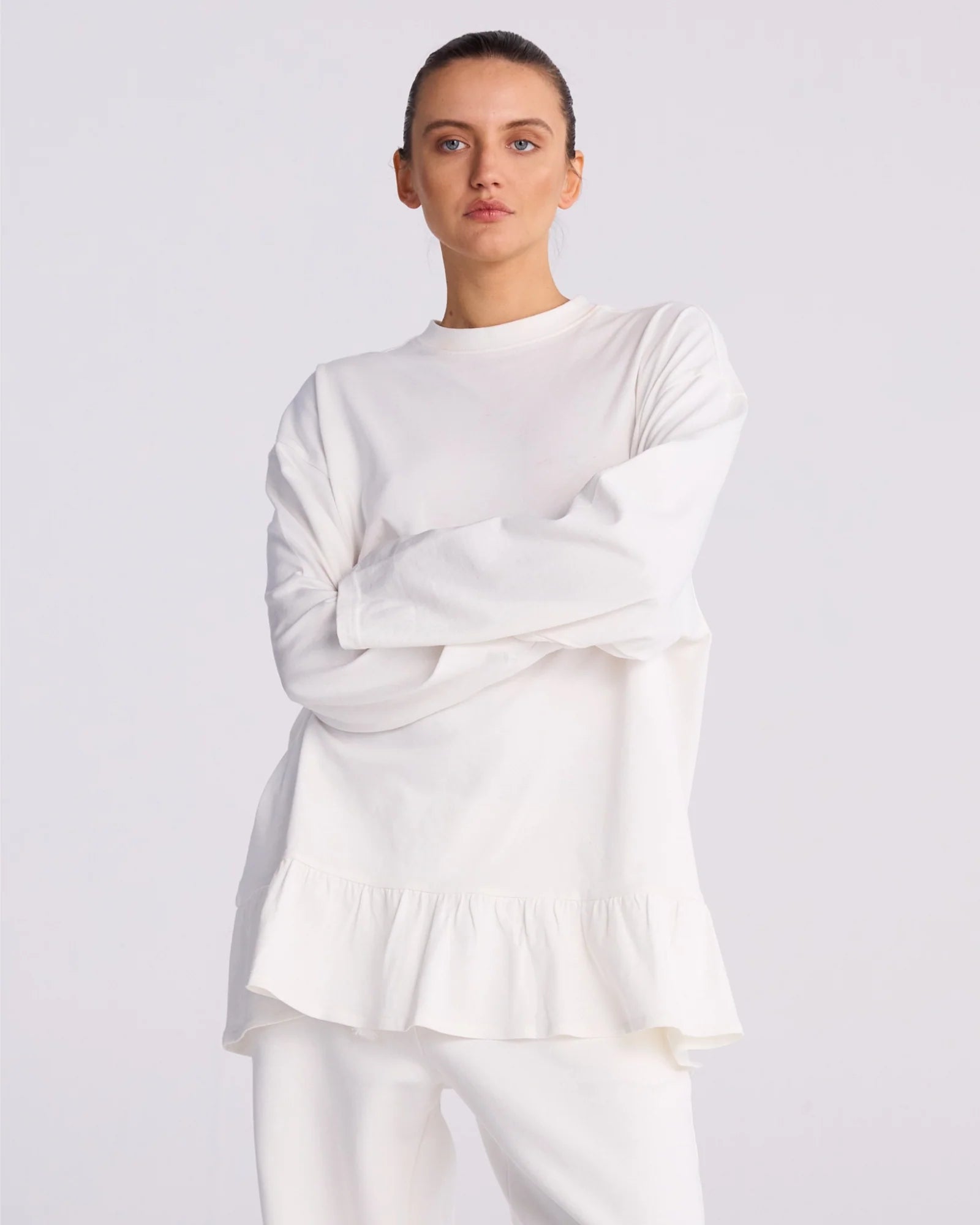 Stieglitz Brisa Skate Longlseeve met ruffle - wit