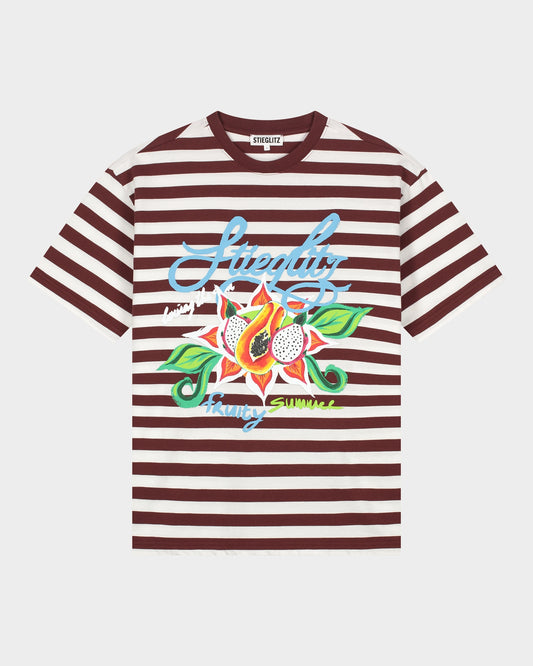 Stieglitz Jovita Bruin Gestreept T-shirt - Super Oversized