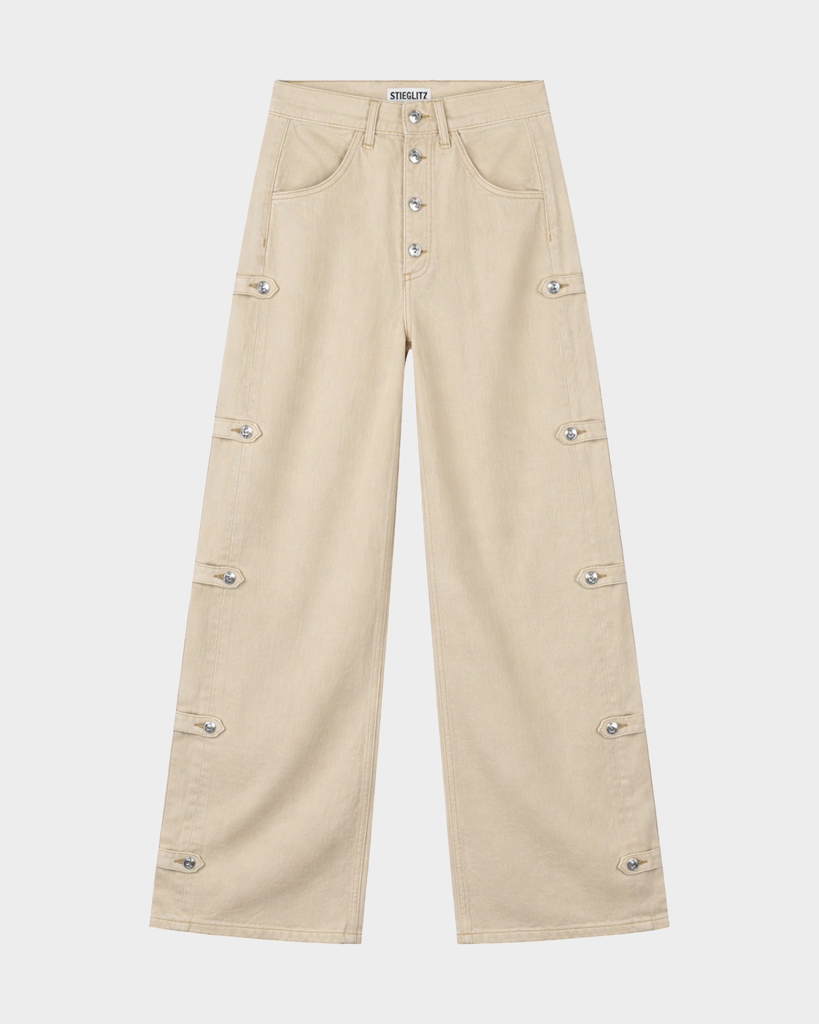 Stieglitz - Taigo Jeans - Off white jeans met knopen - Valt Groot