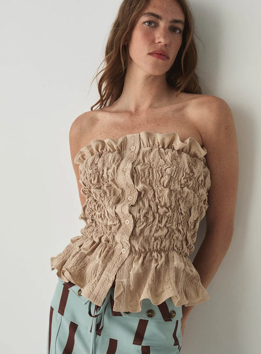 Laagam - Susan Strapless Sand Top - Super stretch