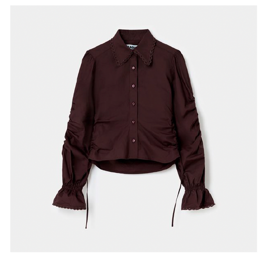 Laagam - Sultana Shirt Bruin met Ruffle - Valt klein