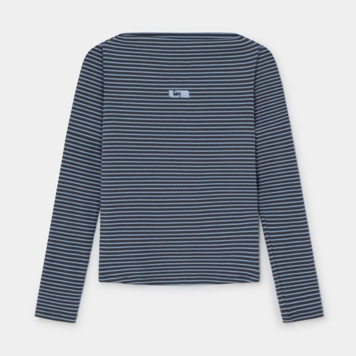 Laagam Emory Blauw Gestreept Longsleeve