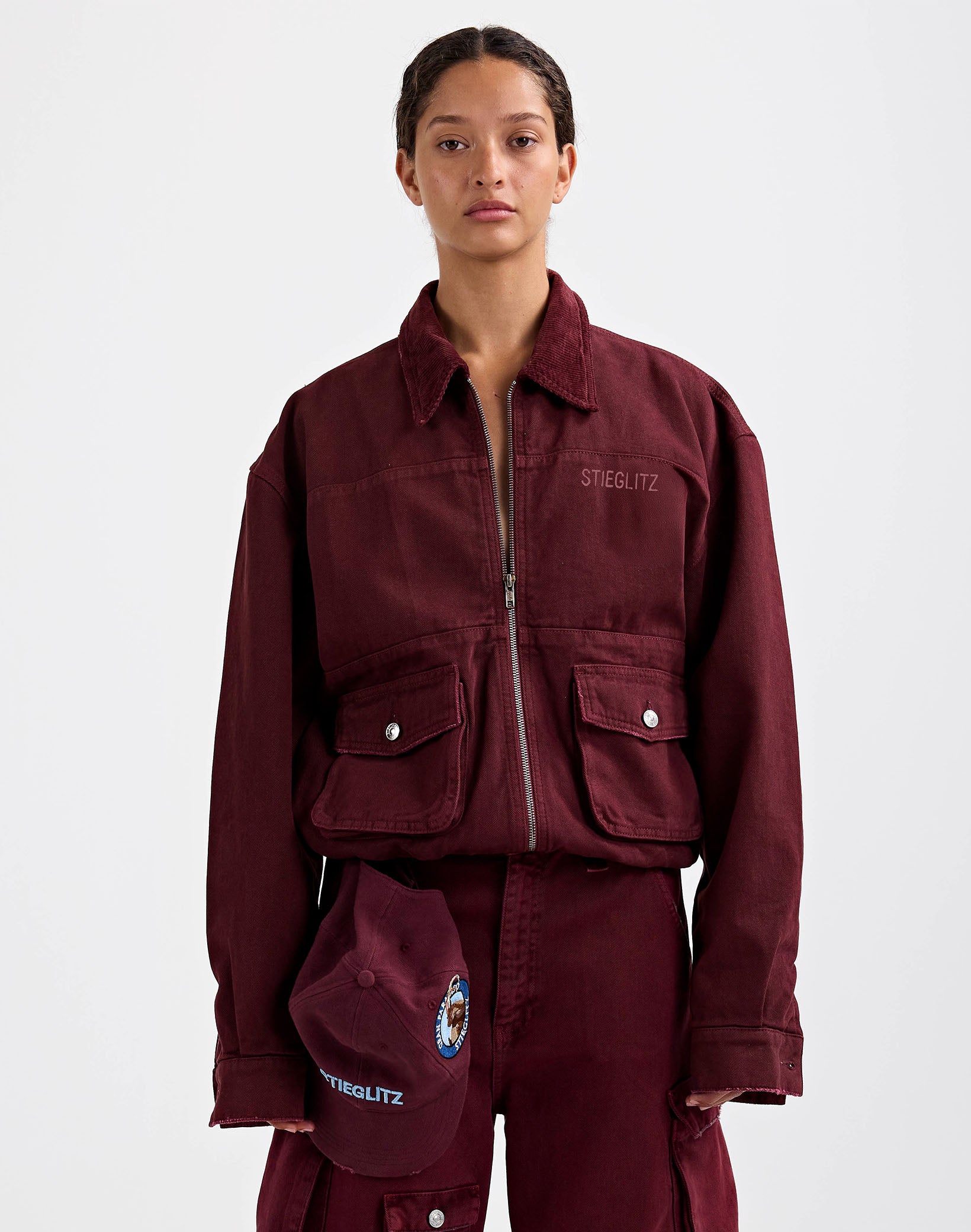 Stieglitz - Gianna Denim Bomber Jacket Burgundy