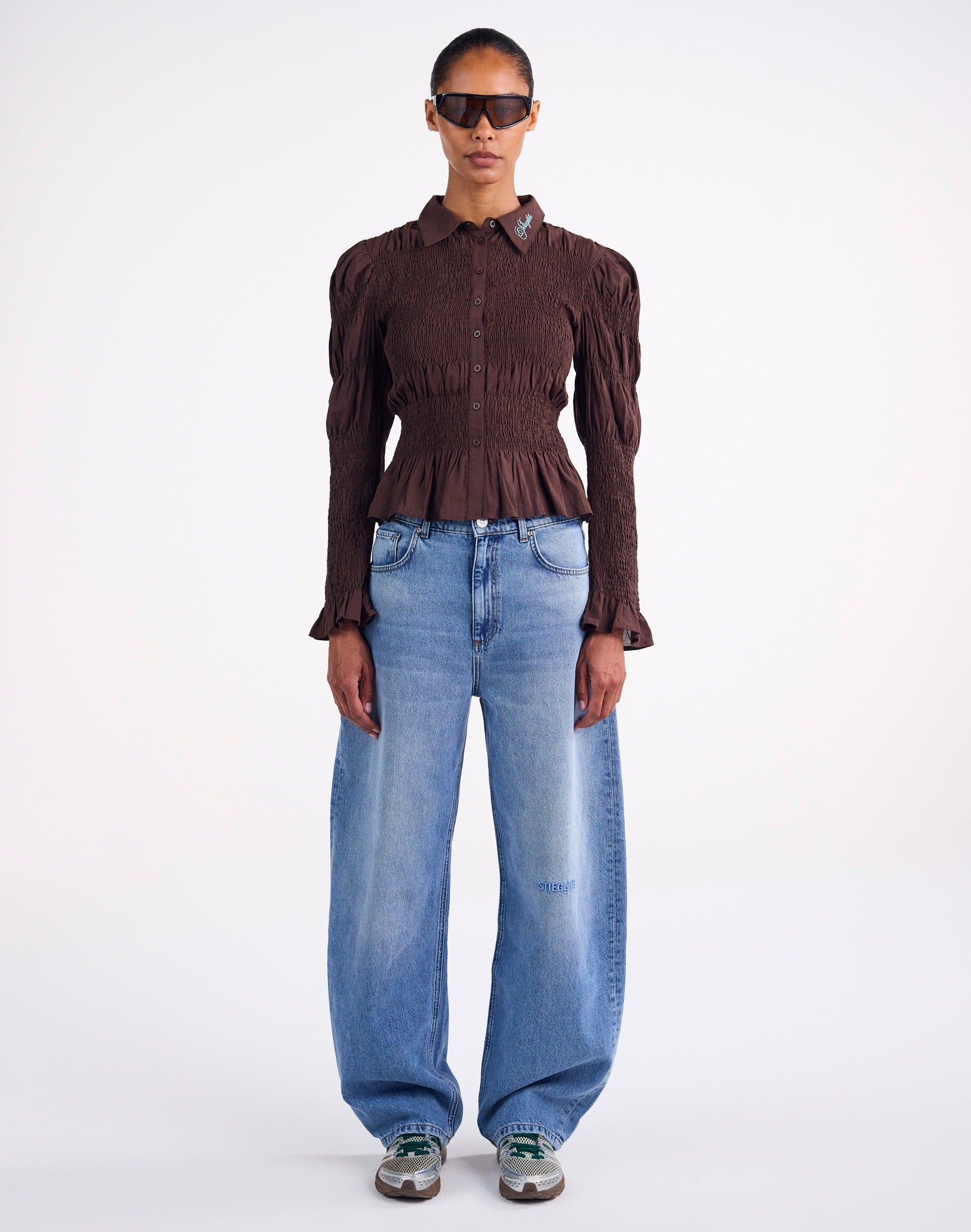 Stieglitz Andrea Smock Blouse Bruin - Valt iets ruimer