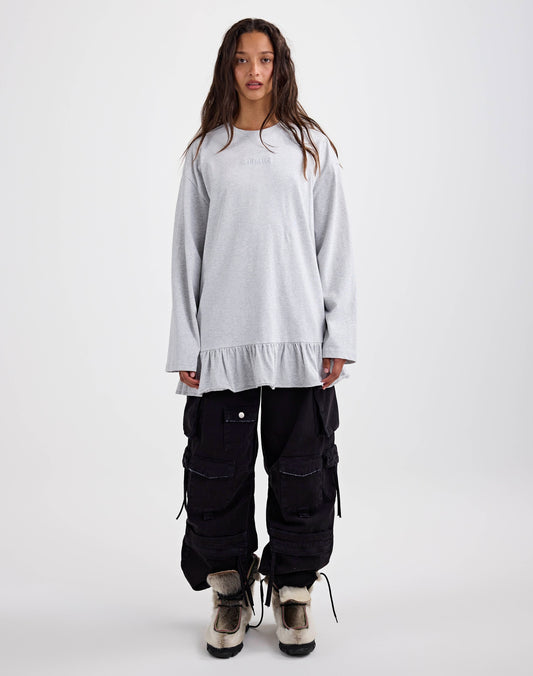 Stieglitz Brisa Skate Longsleeve met Ruffle - Grijs - Valt heel groot