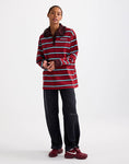 Load image into Gallery viewer, PRE ORDER - Stieglitz Cira Gestreepte Polo Longsleeve Lace Cuff Bordeaux - Valt heel ruim

