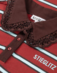 Load image into Gallery viewer, PRE ORDER - Stieglitz Cira Gestreepte Polo Longsleeve Lace Cuff Bordeaux - Valt heel ruim
