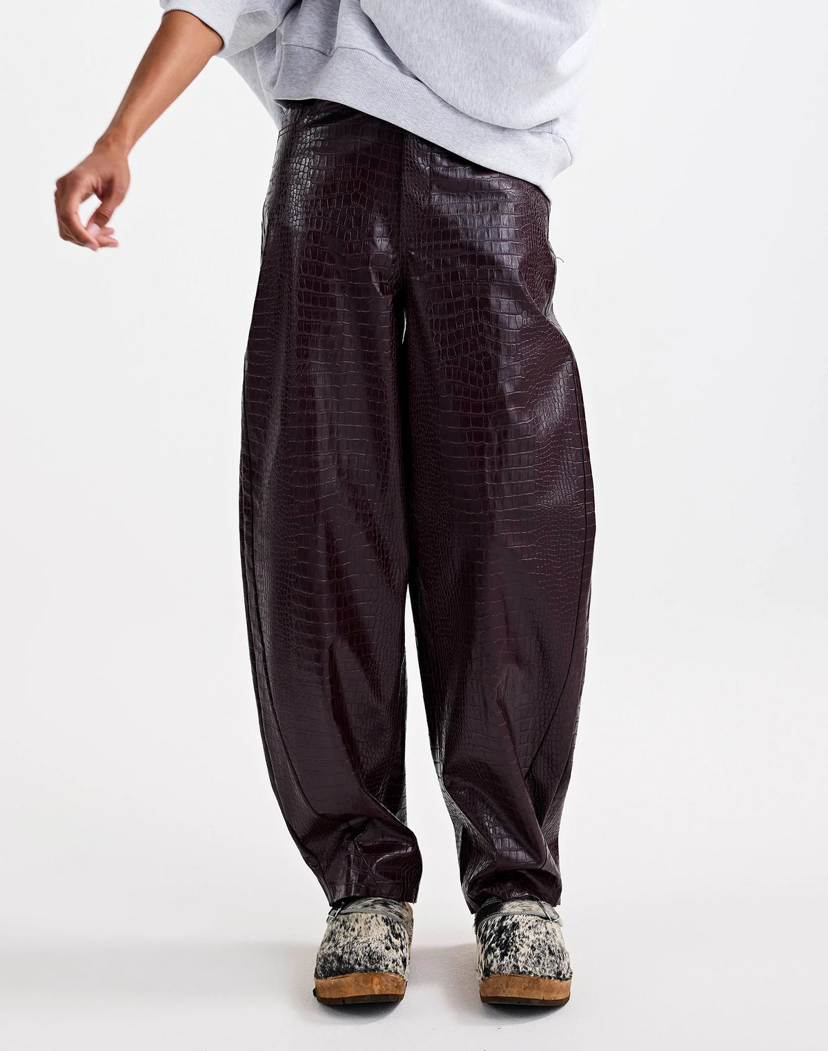 Stieglitz - Draco Fake Croco Balloonfit Broek - Bruin Croco - Valt Normaal