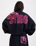 Load image into Gallery viewer, Stieglitz Nero Oversized Sweater met borduursel zwart
