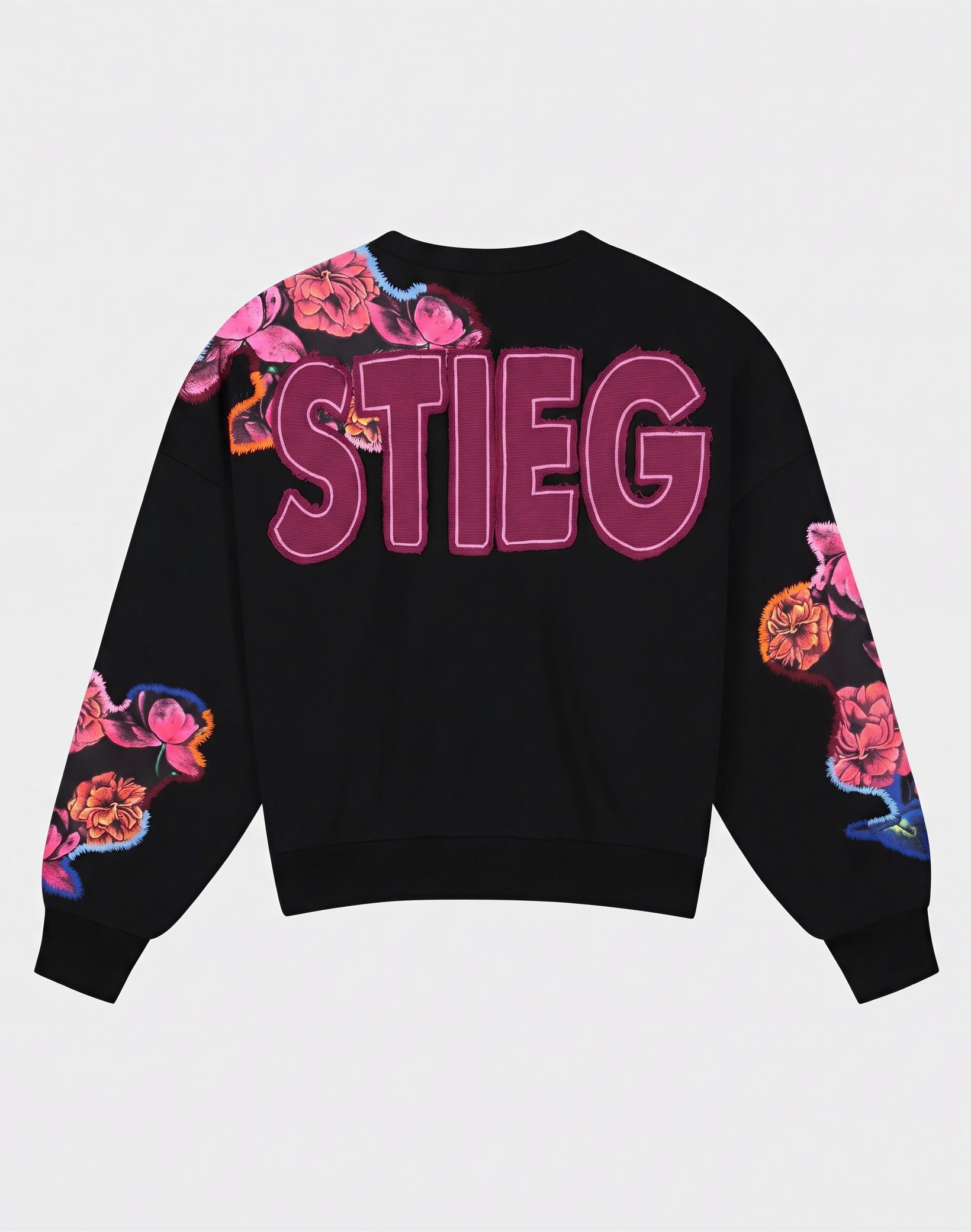 Stieglitz Nero Oversized Sweater met borduursel zwart