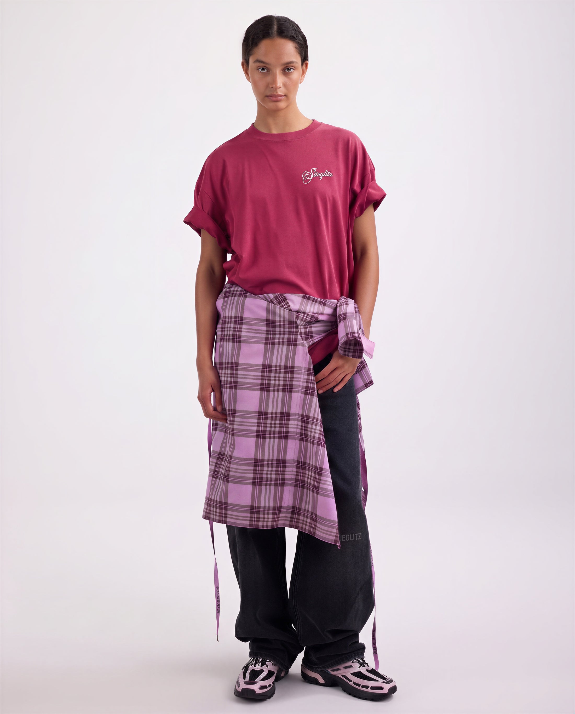 Stieglitz Renzo Oversized T-shirt - met Zwanenprint - Rood - Valt heel ruim