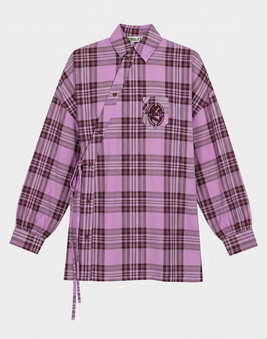 PRE ORDER - 
Stieglitz Zita Wrap Geruite Blouse Roze - Valt groot