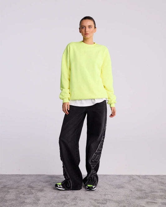 STIEGLITZ BASIC WORN OUT SWEATER – NEON GELE TRUI