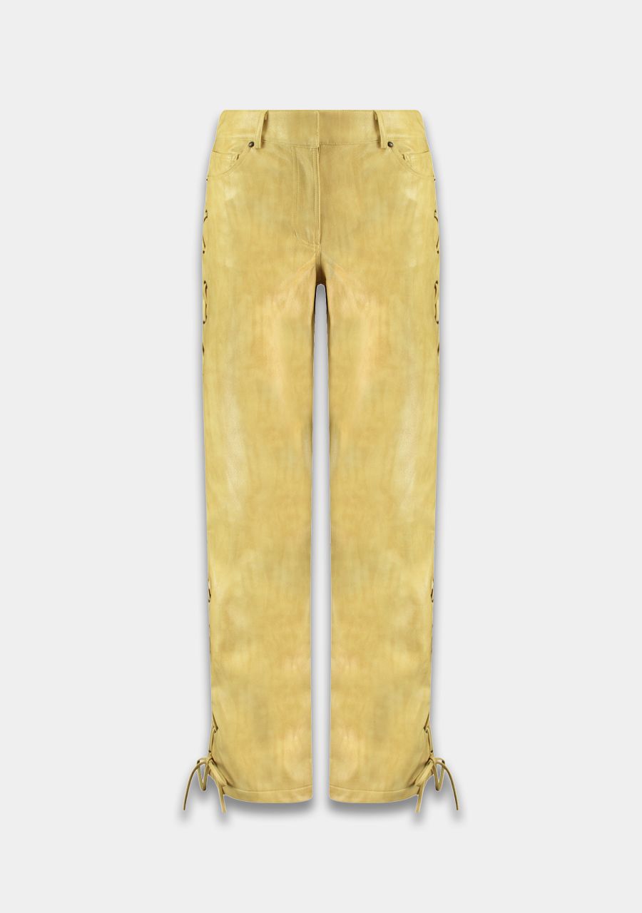 Harper and Yve - Sally Faux Leather Broek Yellow Mellow