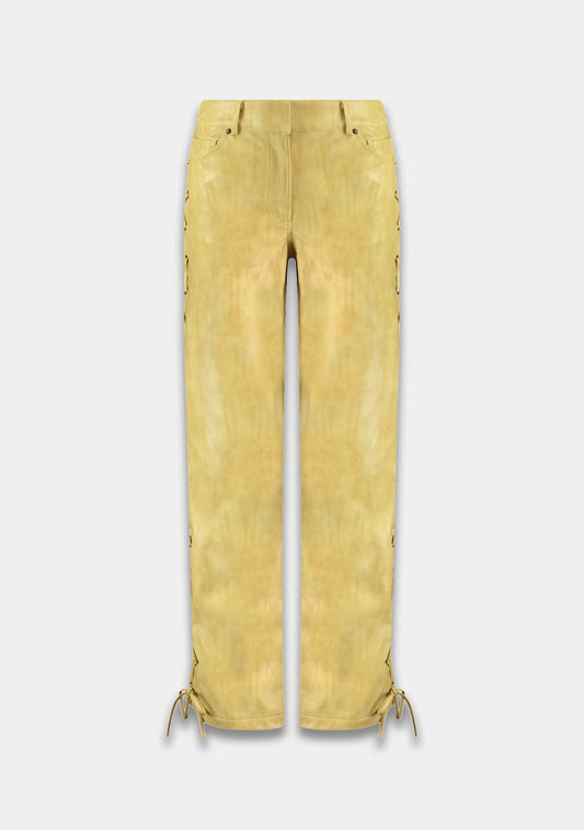 Harper and Yve - Sally Faux Leather Broek Yellow Mellow