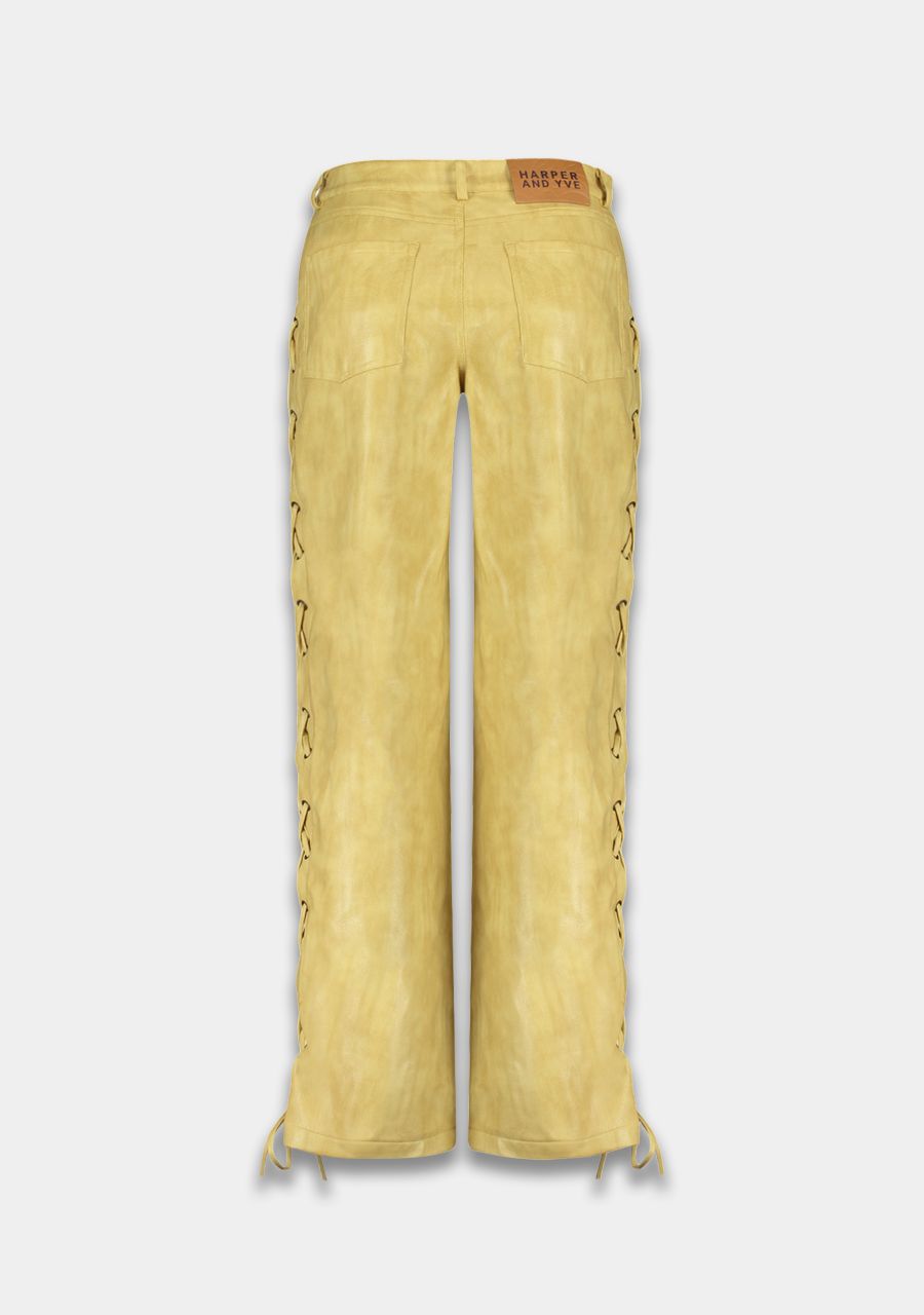 Harper and Yve - Sally Faux Leather Broek Yellow Mellow