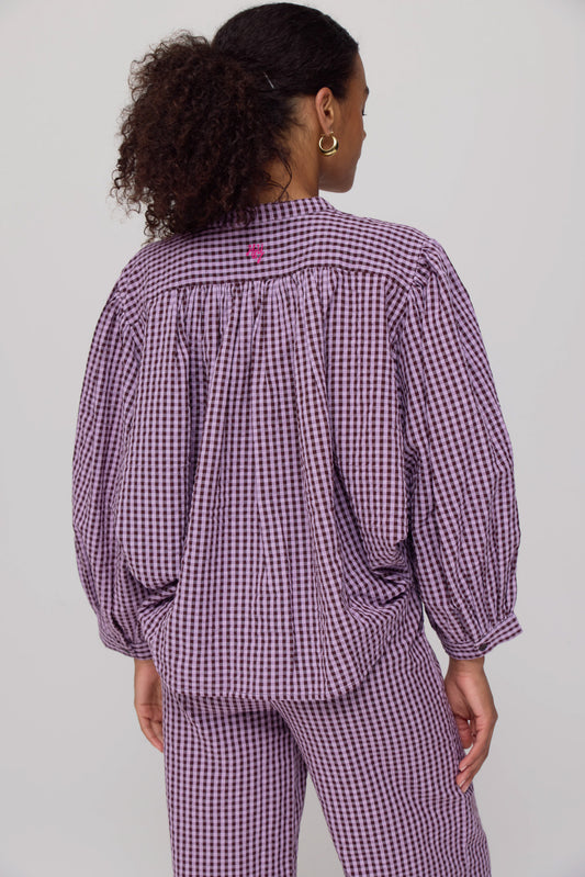 Harper and Yve Felix Blouse Paars Ruit met Vleermuismouw