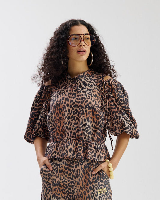 Harper and Yve Jacey leopard blouse met strikjes