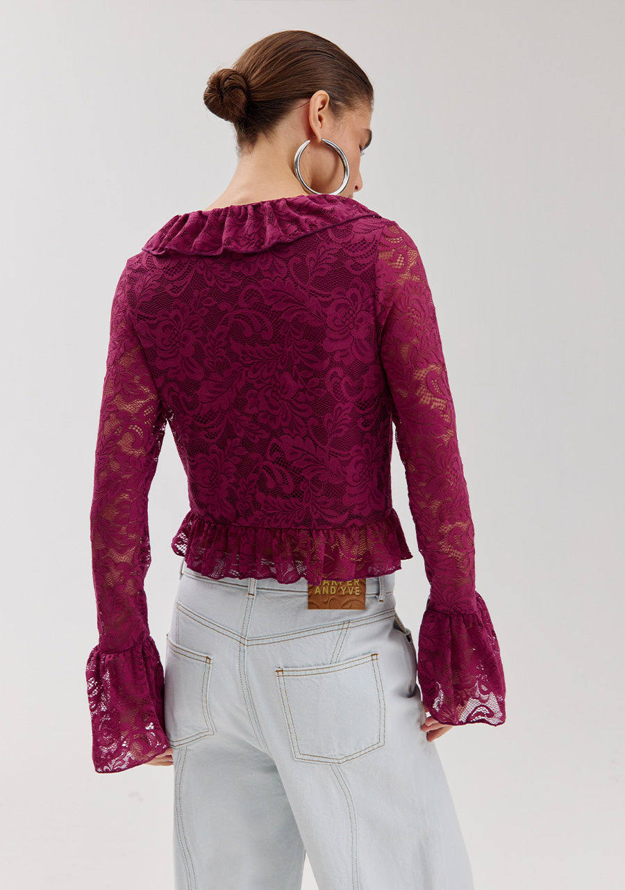 Harper and Yve Jaden Lace Longsleeve Blouse Cassis