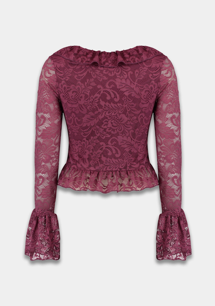 Harper and Yve Jaden Lace Longsleeve Blouse Cassis