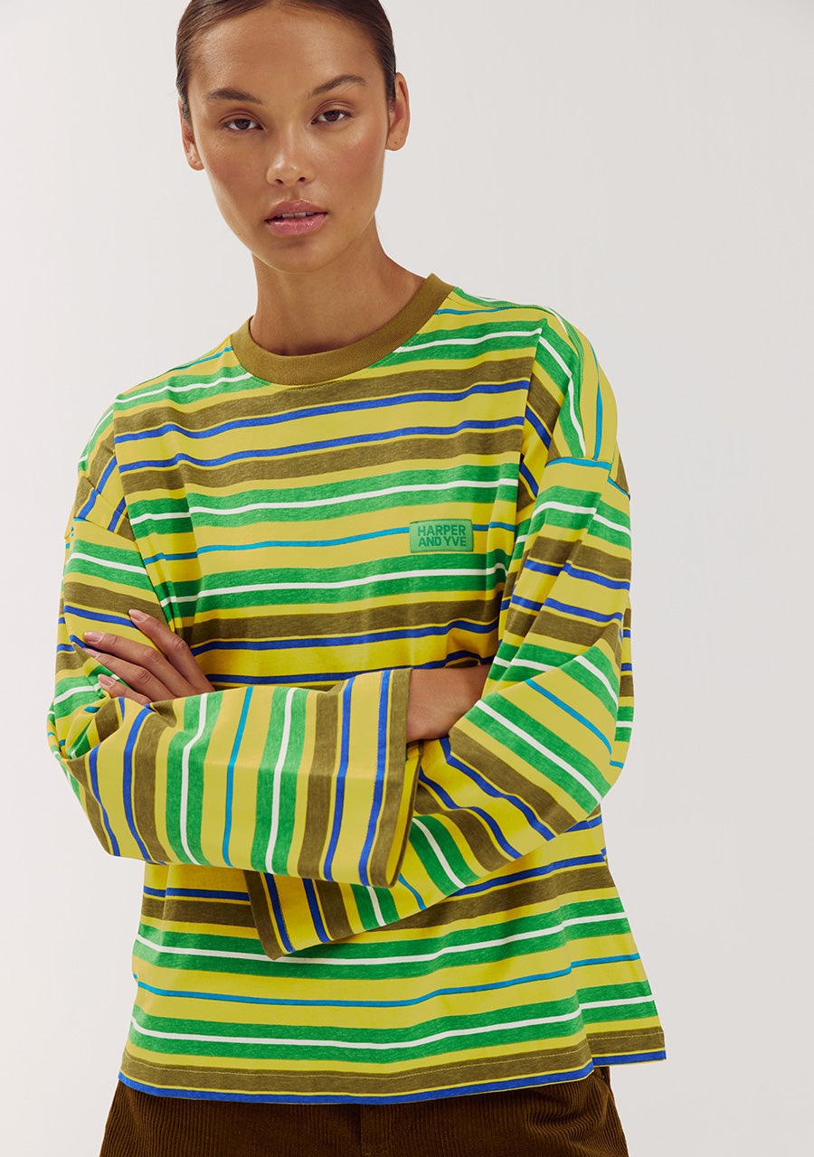 Harper & Yve Tessa Gestreepte Longsleeve Geel Groen